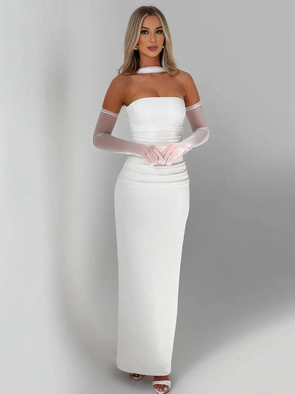 Robe Longue Moulante | Tulle, Bustier, 2 Pièces, Gants, Soirée, Mariage